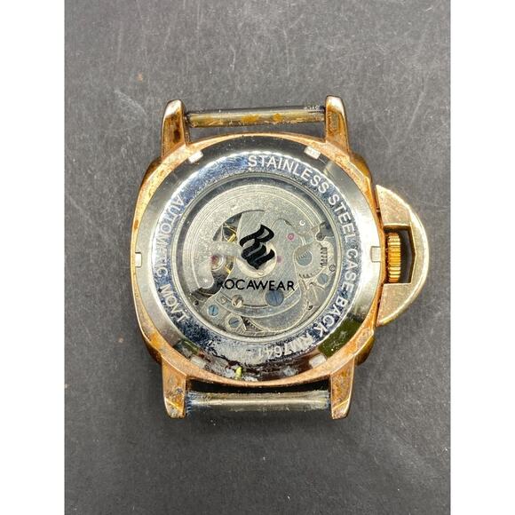 Rocawear RM7641 Automatic Skeleton Mens Quartz Watch Gold Tone Blue Dial Works main image 8